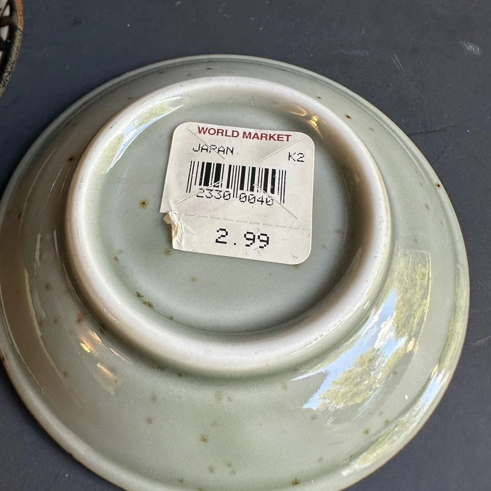 World Market Appetizer Bowls Japan Blue Cream Stoneware Floral Fish Set of 4 4